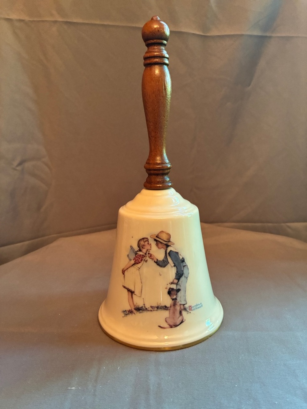 Gorham “Beguiling Buttercup” Porcelain Bell in Cream and Gold, 9” tall